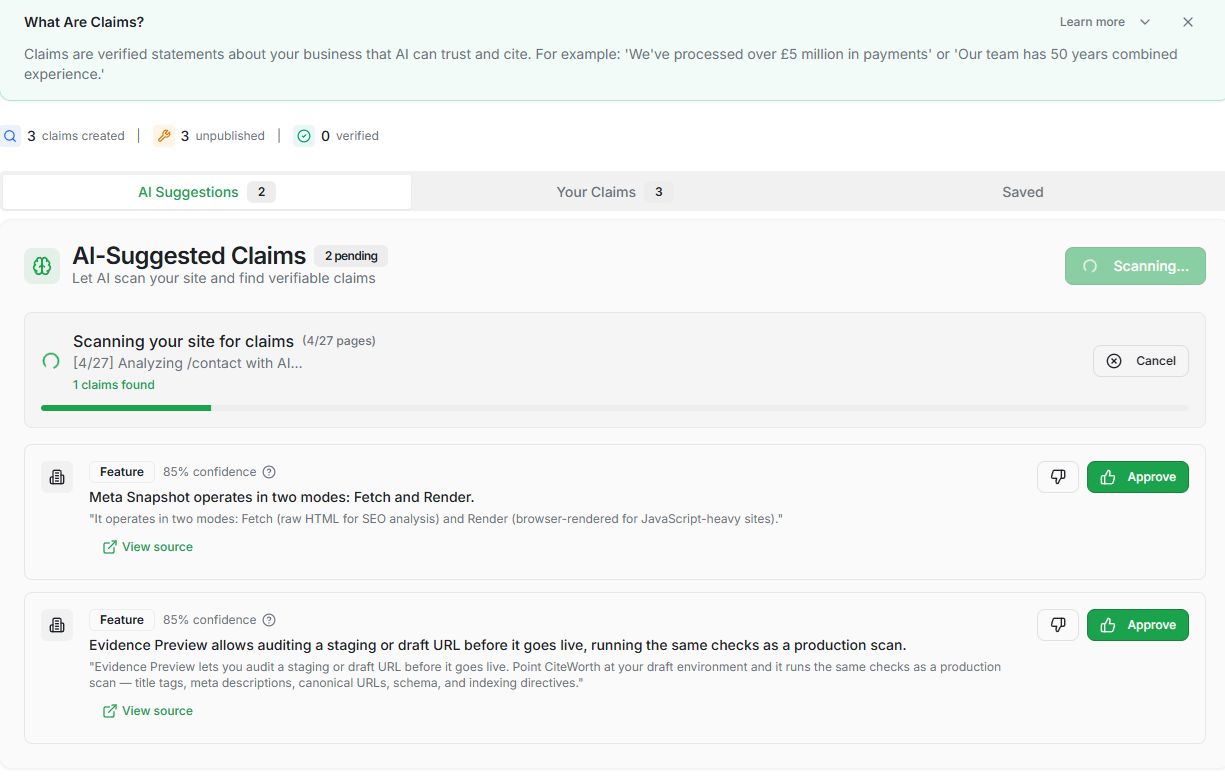 Smart claims discovery view.